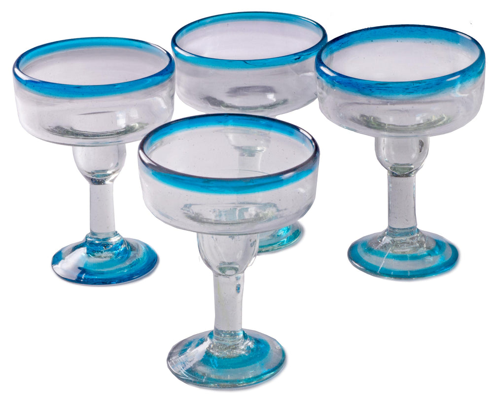 
                  
                    Orion Turquoise Rim 12 oz Margarita Coupette - Set of 4 - Orion's Table Mexican Glassware
                  
                