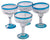 Orion Turquoise Rim 12 oz Margarita Coupette - Set of 4 - Orion's Table Mexican Glassware