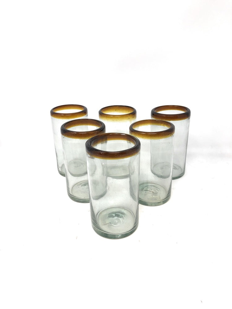 Orion Bistro Amber Rim 14 oz Tumbler - Set of 6 - Orion's Table Mexican Glassware